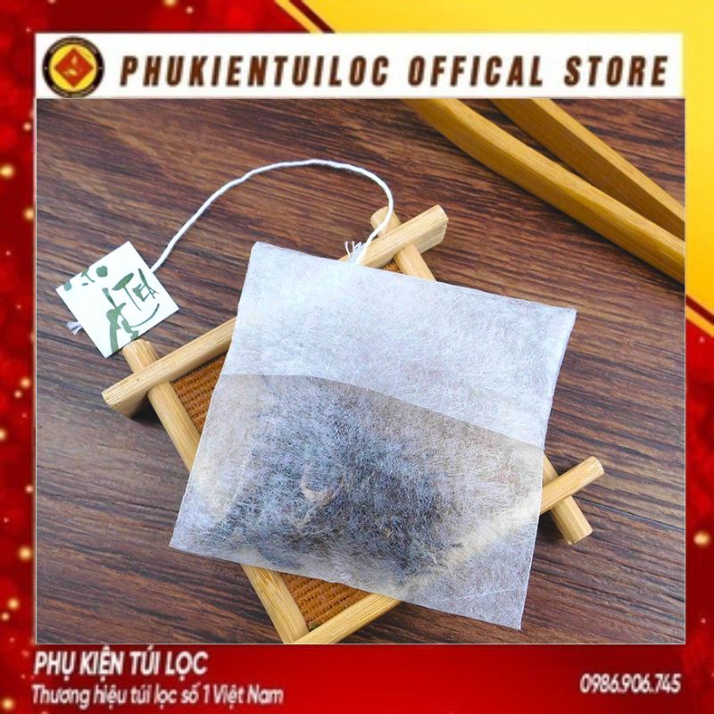 Combo 100 Túi lọc trà, thảo dược sợi ngô tam giác dây nhúng gấp miệng- Phukientuiloc- TLTG01