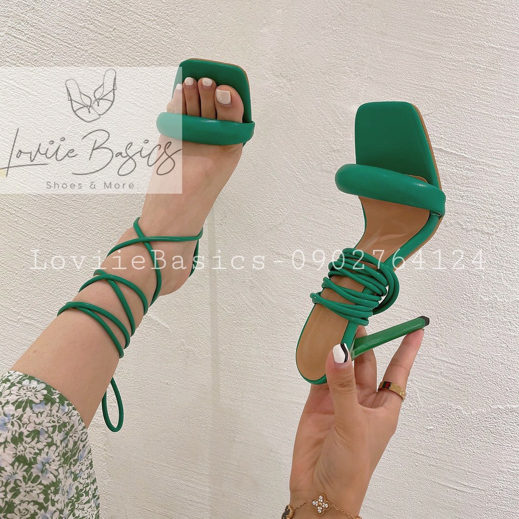 GUỐC NỮ LOVIIE BASICS - SANDAL CAO GÓT QUAI NGANG PHỒNG THỜI TRANG - GIÀY CHIẾN BINH CỘT DÂY G220425