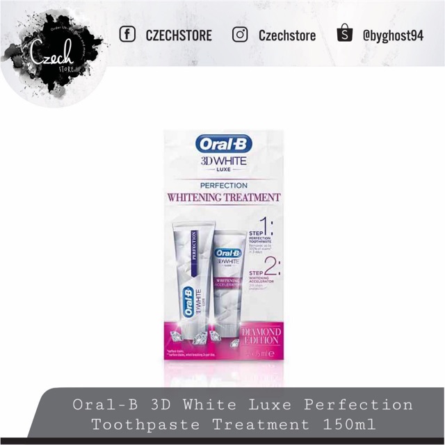 Set kem đánh trắng răng Oral-B 3D White Luxe Perfection Toothpaste Treatment 150ml