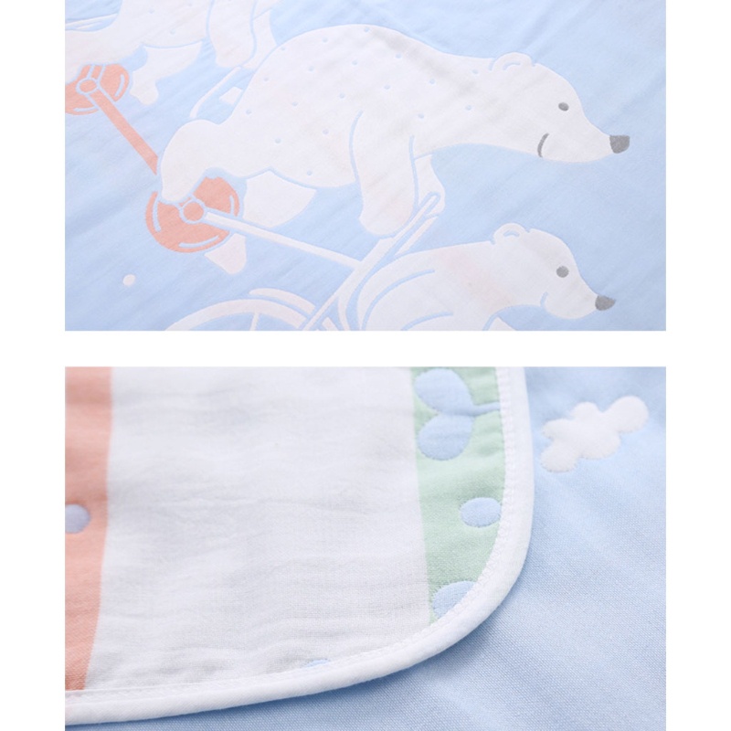 Chăn Cotton 6 Lớp Dày Dặn Mềm Mại In Họa Tiết Hoạt Hình Phong Cách Muslin Cho Bé Sơ Sinh