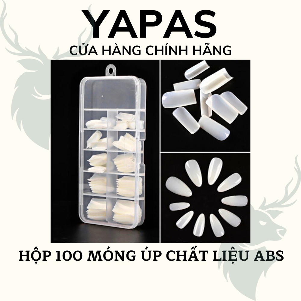 Hộp 100 móng úp form tròn nhọn vuông, móng giả phom bầu vuông đủ size chất liệu nhựa ABS siêu dẻo Pinpai