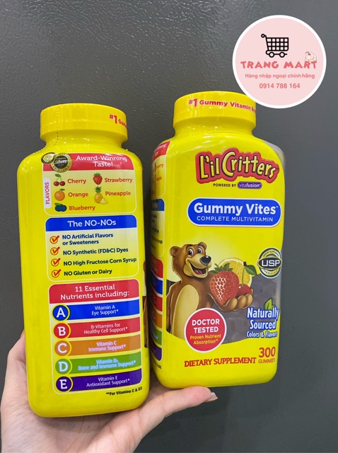 Kẹo dẻo gấu L’il Critters Gummy Vites 300 viên - Hàng Mỹ