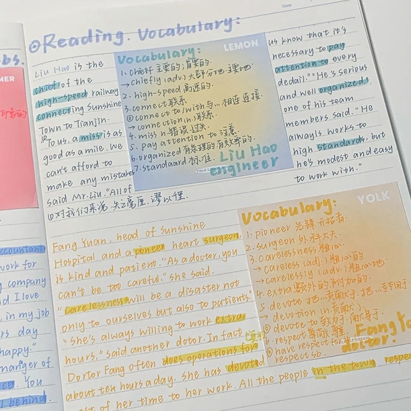 Giấy Note Ghi Chú Màu Sắc Tuyến Tính