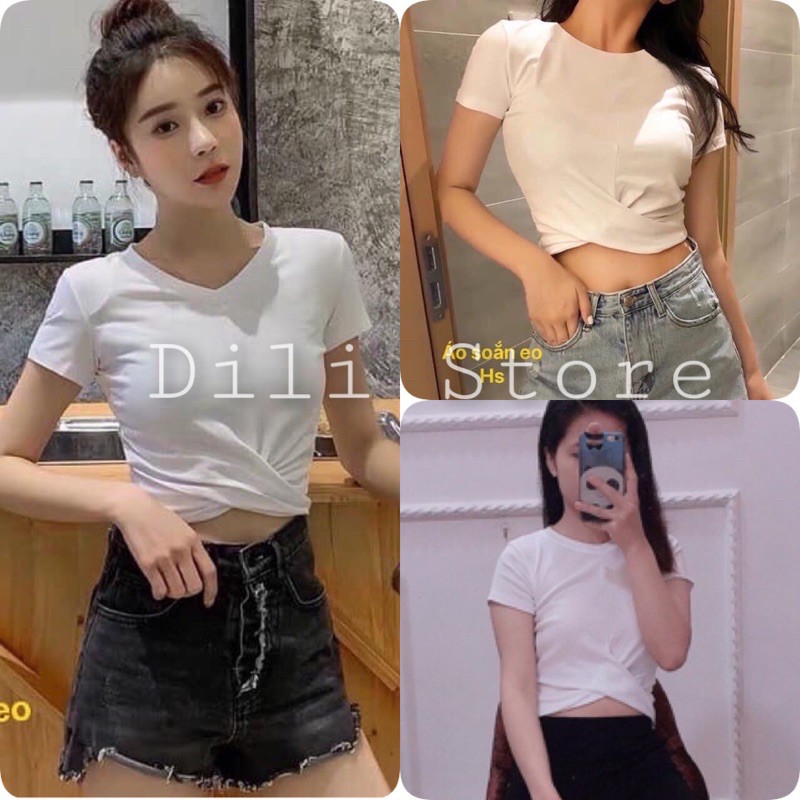 Áo Croptop 🍍 Áo Nữ Xoắn Eo 🍍 Áo Ngắn Nữ Cộc Tay 2 Màu 🍍 ÁO NGẮN NỮ ĐEN,TRẮNG CÁCH ĐIỆU XOẮN HÔNG CHẤT VẢI THOÁNG MÁT XỊN