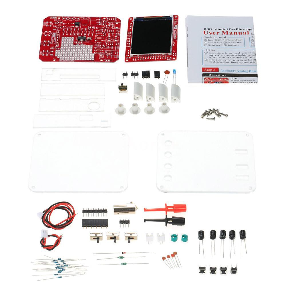 JYE Tech DSO138 Mini Digital Oscilloscope DIY Kit SMD Parts Pre-soldered Electronic Learning Set 1MSa/s 0-200KHz with Tr