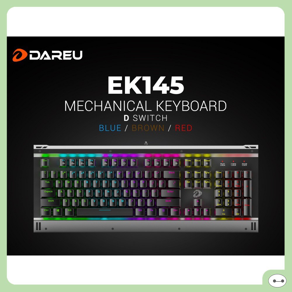 [Mã 33ELSALE hoàn 7% xu đơn 300k] BÀN PHÍM CƠ DAREU EK145 D SWITCH LED RAINBOW