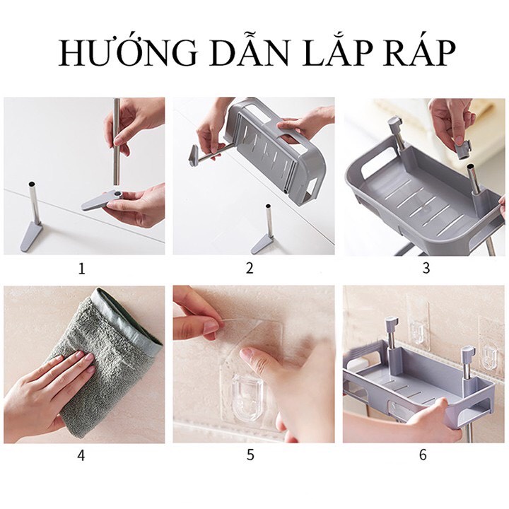 Kệ nhựa Inox 2 tầng  mini  đựng đồ dùng gia đình, Kệ để đồ thông minh đa năng không phải khoan tường