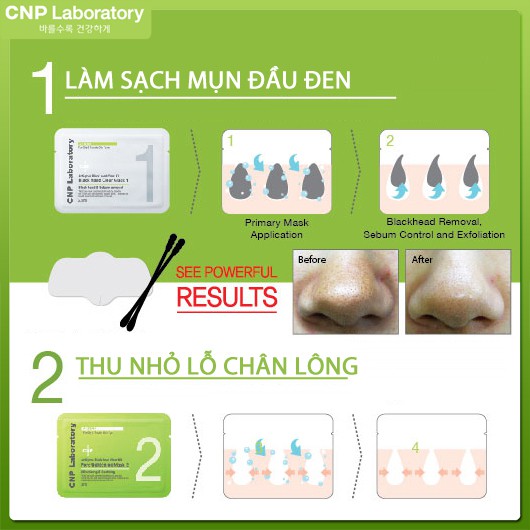 [HB Gift] Bộ mặt nạ làm sạch mụn đầu đen 2 trong 1 CNP Laboratory Anti-Pore Black Head Clear Kit