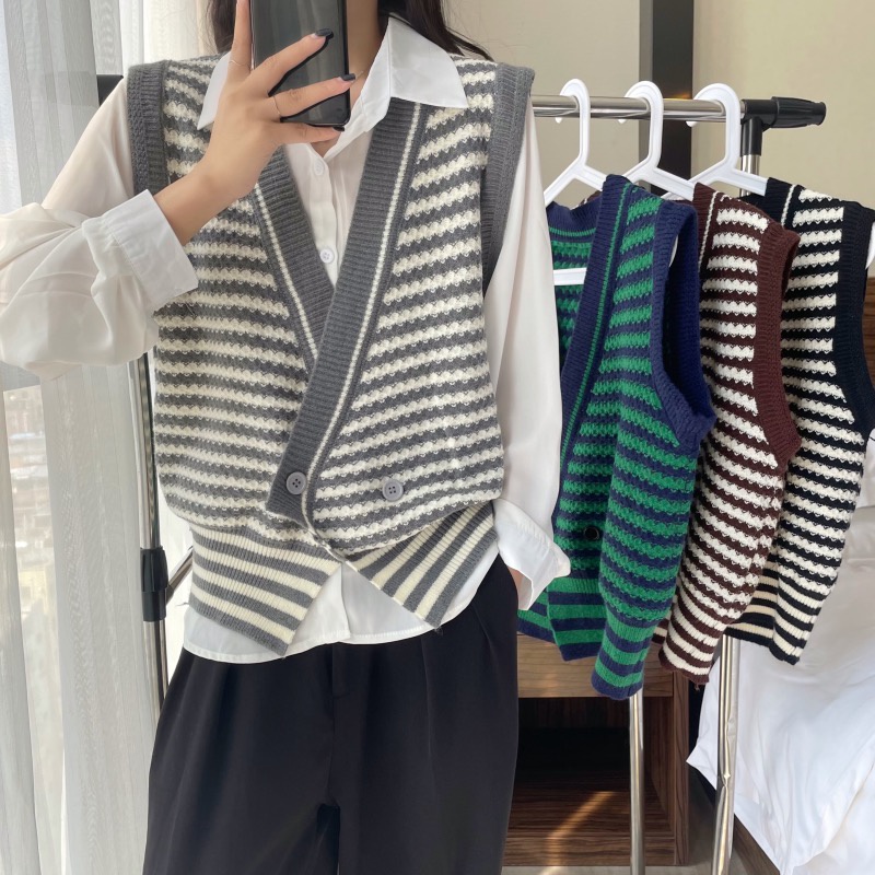 Áo Khoác Không Tay Dáng Rộng Phong Cách Retro Hàn Quốc Thời Trang