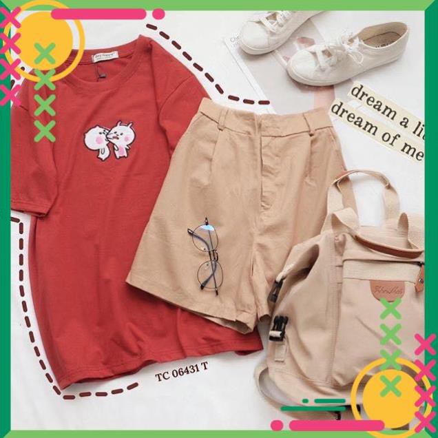 Set áo thêu hình + quần kaki ngộ nghĩnh