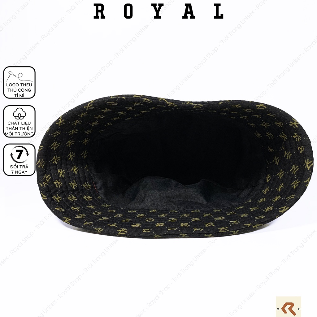 Mũ bucket mlb monogram ny nón bucket new york yankees vải kaki cotton - Royal Shop