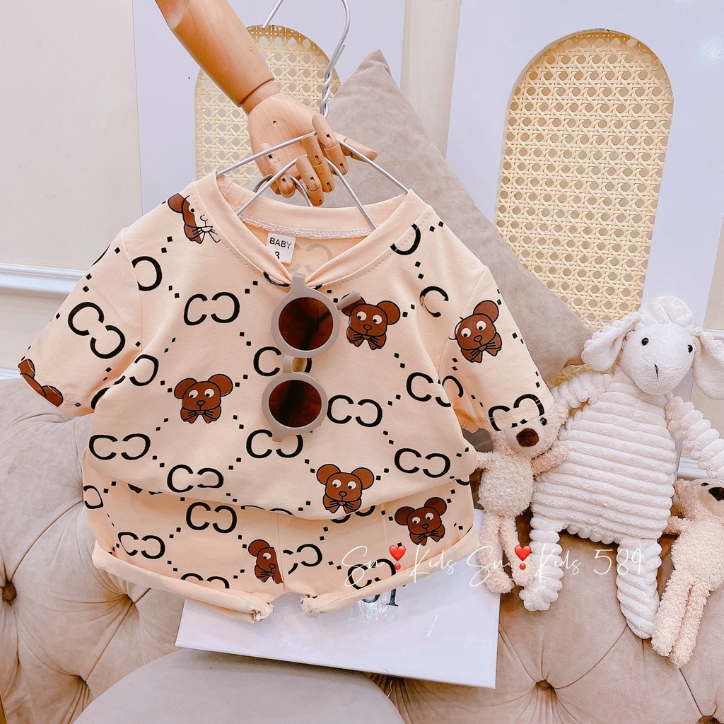 Bộ hè cho bé, bộ cotton cộc tay chuột Miniqee ngộ nghĩnh cho bé trai bé gái