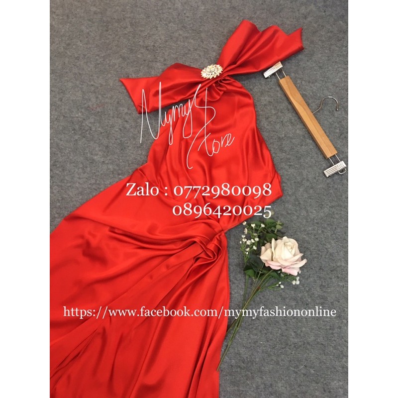 KÈM ẢNH/VIDEO THẬT - ĐẦM MAXI BODY PHI THUN XẺ ĐÙI KÈM NƠ VÀ PHỤ KIỆN ĐÁ VAI SANG TRỌNG - MS41Y | BigBuy360 - bigbuy360.vn