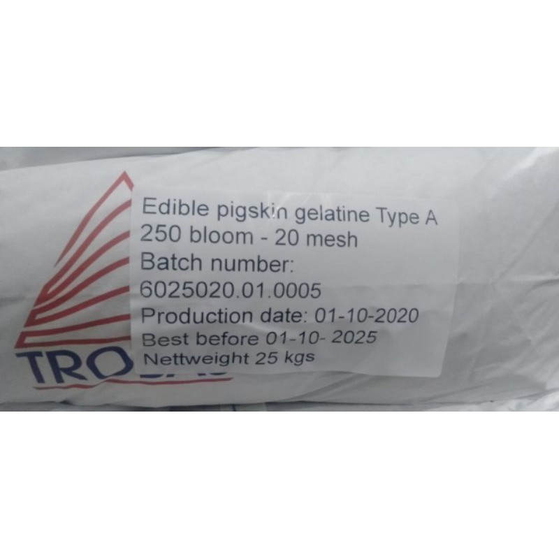 Gelatine Bột Bloom 250 gói 1kg