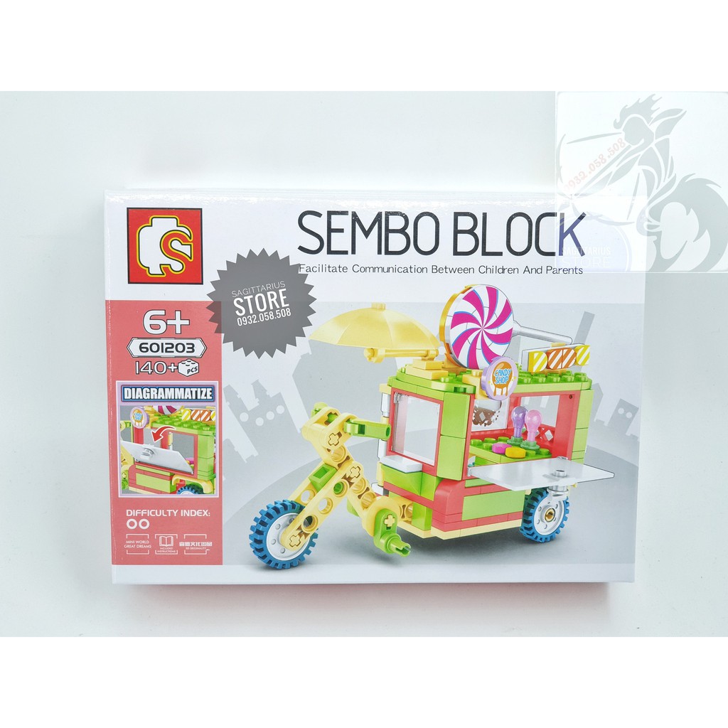 Combo 4 Hộp Lego Sembo Block 601200 ~ 301203 Lắp Ráp Cửa Hàng Lưu Động ( 542 Mảnh )- Hàng có sẵn