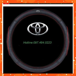 [FREESHIP 50K] Bọc vô lăng logo toyota cao cấp, màu đen chỉ đỏ Size 38cm