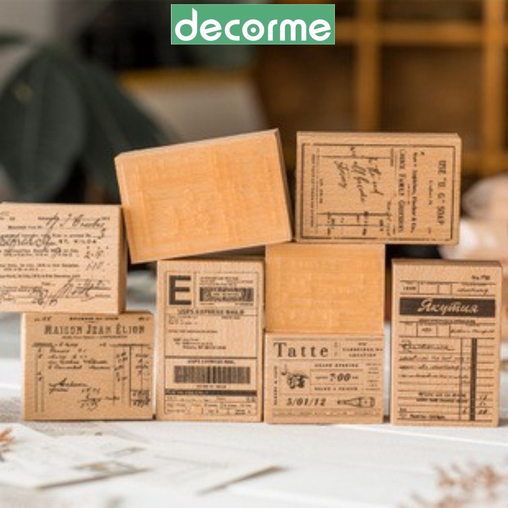 DecorMe Con dấu gỗ trang trí sổ tay kế hoạch nhật ký phong cách Vintage 6 pl UG SOAP