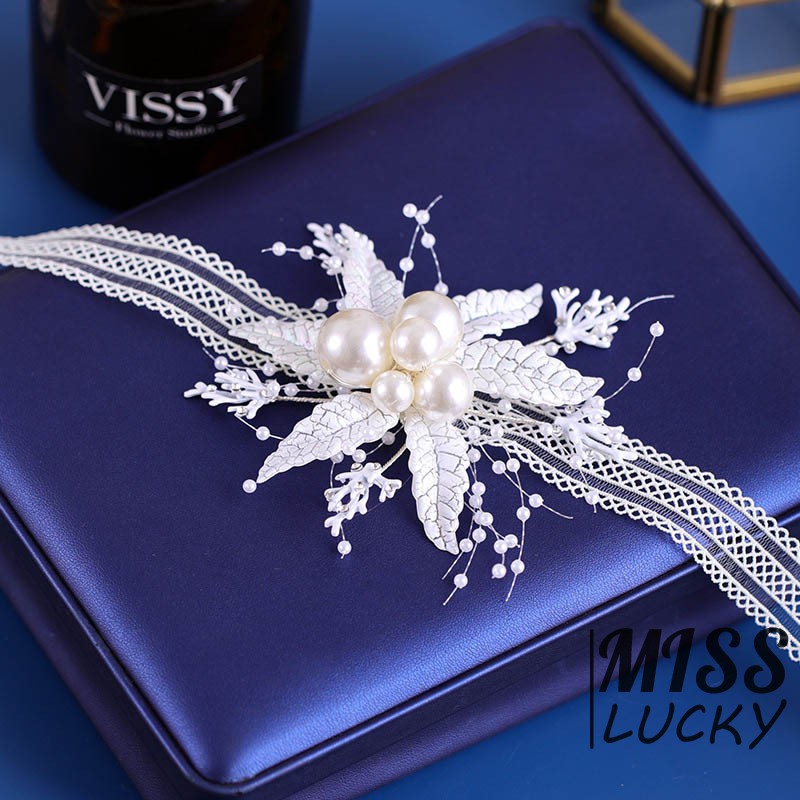 Phụ kiện cho tóc hình hoa đính ngọc trai thời trang