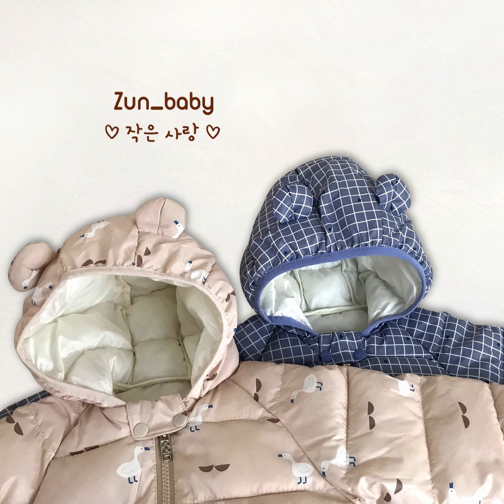 Áo Phao Cho Bé Tai Gấu Chất Siêu Nhẹ Siêu Ấm, Kiểu Dáng Basic Áo Khoác Mùa Đông Cho Bé Trai Bé Gái - Zunbaby - Z03
