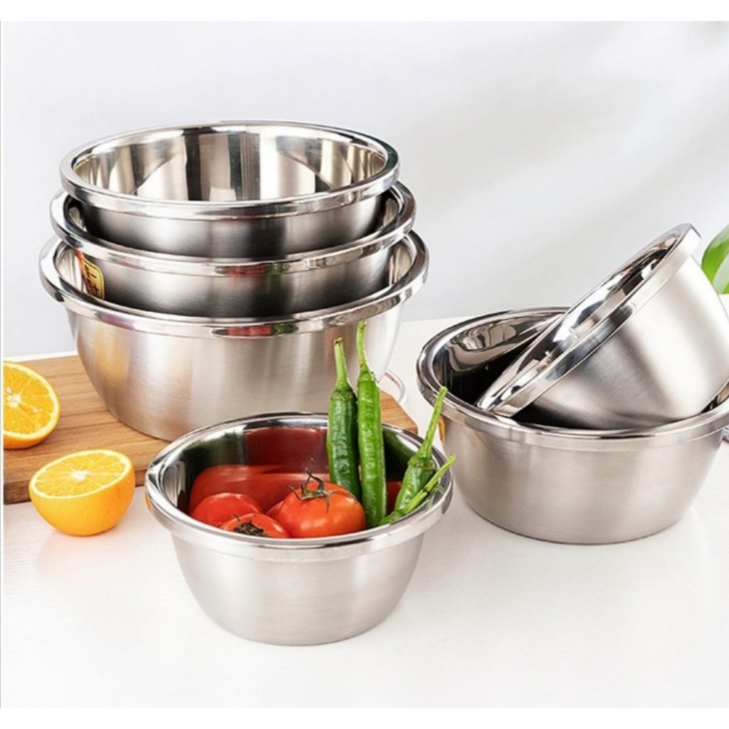 Thau trộn salad trộn bột inox cao cấp 24cm 26cm 28cm 30cm