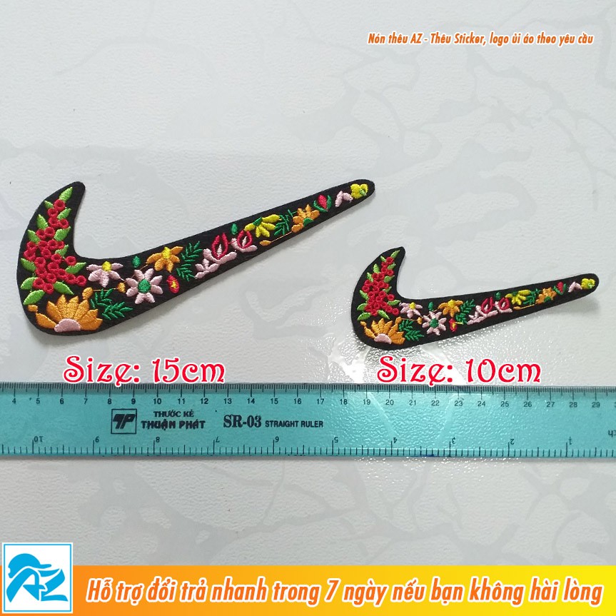 Patch vải ủi thêu logo hoa Nike Flower đẹp - Sticker ủi nhiệt S150