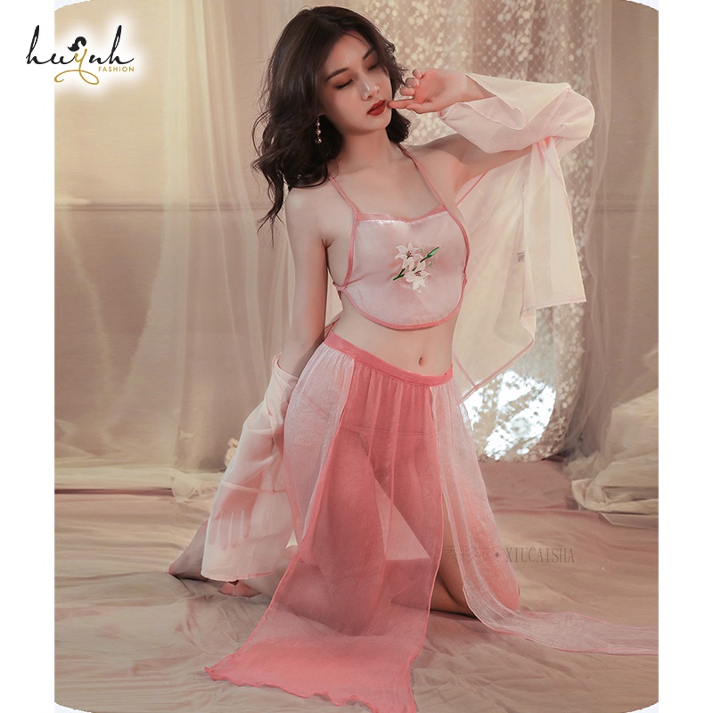 Đồ Hóa Trang Áo Choàng Kèm Yếm Xuyên Thấu Cổ Trang Trung Hoa Sexy Chinese Hanfu Cosplay - CO18