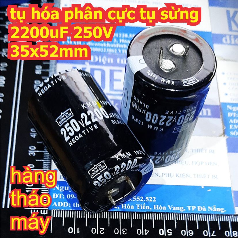 tụ hóa tụ phân cực, tụ sừng 2200uF 250V 35x52mm kde6500