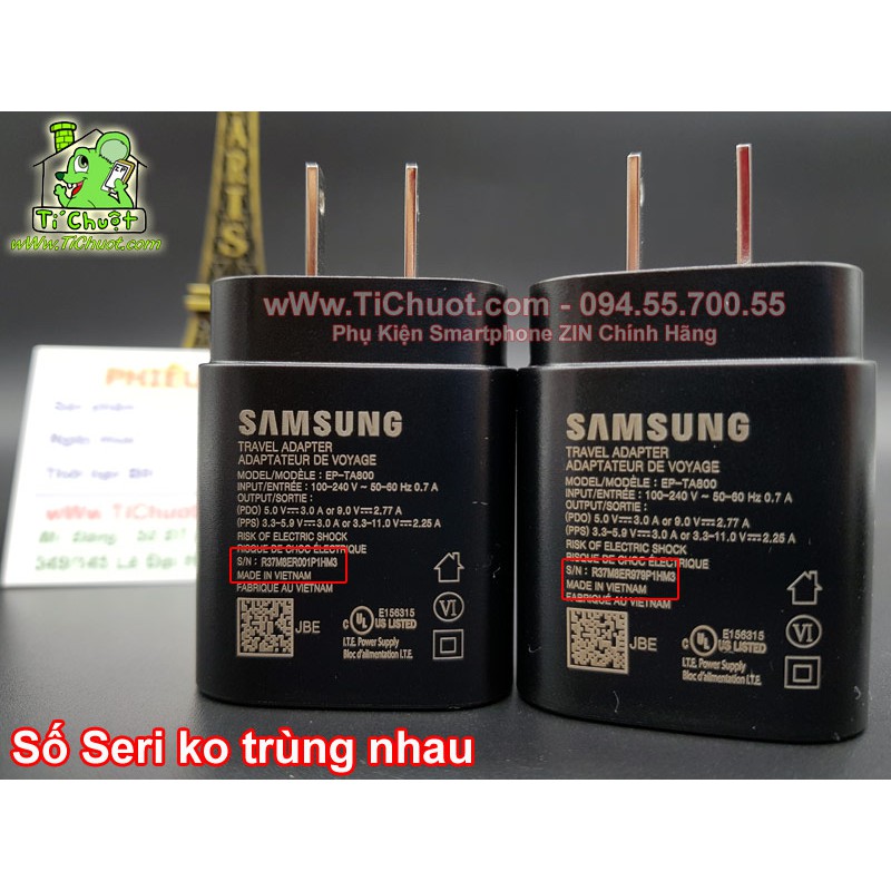 [ZIN THEO MÁY][Chân Dẹt] Củ Sạc Nhanh Samsung 25W TA800 chuẩn PD chuẩn US