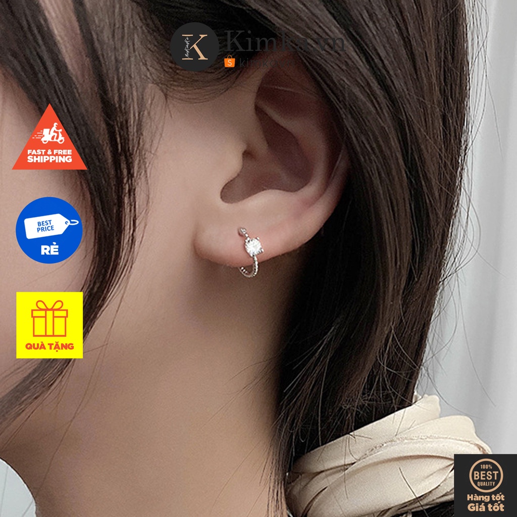 (080) Khuyên Kẹp Vành Tai Zircon Phong Cách Retro