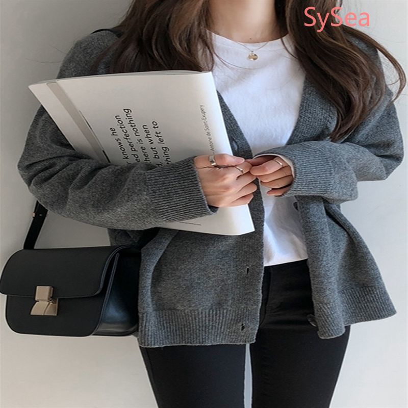 Áo khoác cardigan tay dài cổ chữ V phong cách Hàn Quốc thời trang mùa thu cho nữ