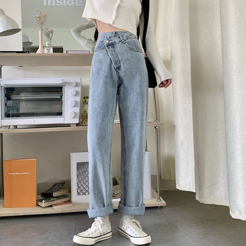 Quần Jeans Nữ Lưng Cao Ống Đứng Thời Trang Hàn