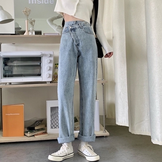 Quần Jeans Nữ Lưng Cao Ống Đứng Thời Trang Hàn
