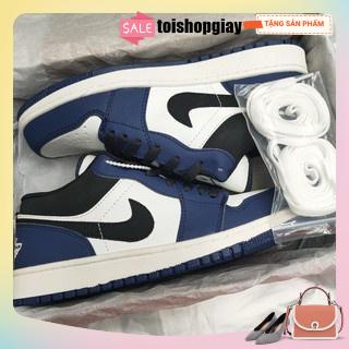 Giày thể thao air jordan1 low retro navy, giày jd xanh than cổ thấp nam nữ cá tính phong cách hot 2022 full box