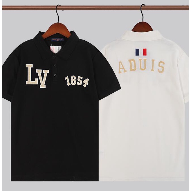 Áo Polo Tay Ngắn Chất Liệu Cotton Thêu Chữ Thời Trang Cho Nam Nữ