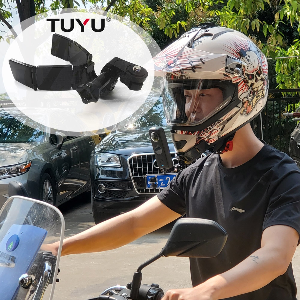 TUYU Mũ bảo hiểm full-face Giá đỡ cằm cho GoPro Hero 9 8 7 5 Yi 4K Dây đeo máy ảnh Insta360 có thể gập lại Phụ kiện gắn cằm phía trước