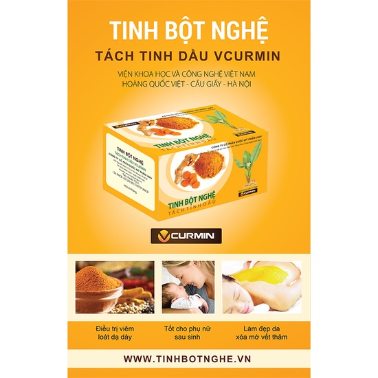 Tinh bột nghệ Viện Hàn Lâm Khoa Học Công Nghệ Việt Nam hộp 250g - Đã tách tinh dầu không gây nóng