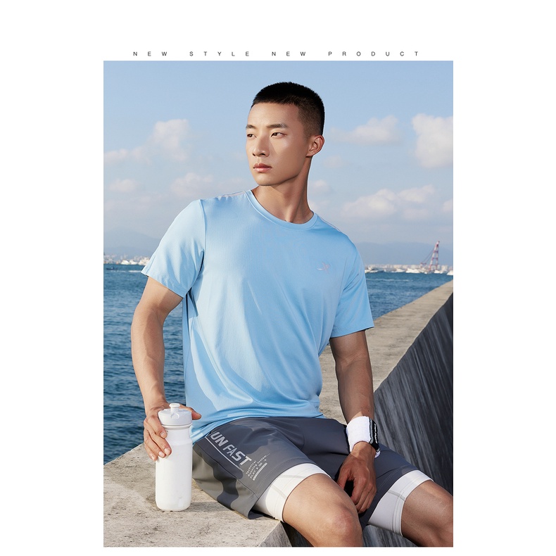 Áo Sweater Dệt Kim Tay Ngắn Cổ Tròn Nhanh Khô Thoải Mái Cho Nam