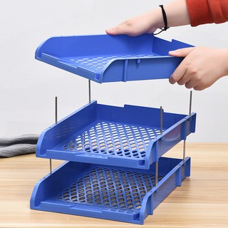 Kệ đựng tài liệu văn phòng phẩm để bàn 3 tầng - màu Xanh Biển -nhựa pp - 1 cái - HOKAMI STORE