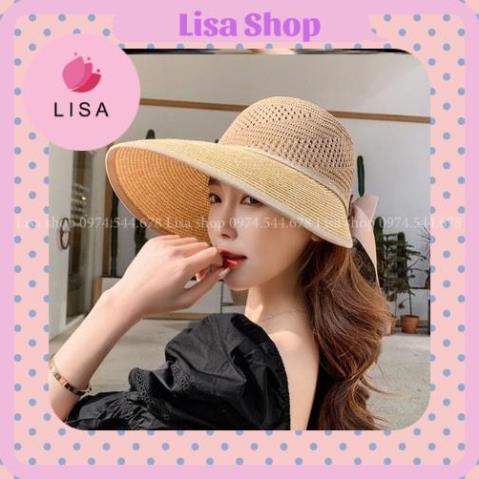 [HÀNG CAO CẤP] Mũ cói chống nắng, nón cói đi biển vành rộng phối nơ mặt sau siêu hot 2021, M15