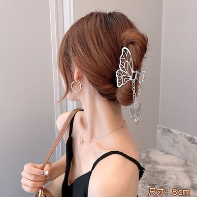 Kẹp Tóc Kim Loại Phối Mặt Hình Bướm Phong Cách Hàn Quốc Cho Nữ
