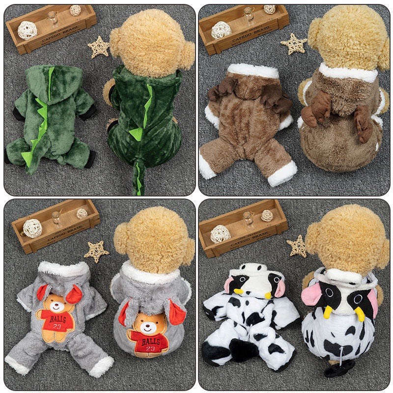 [ XU HƯỚNG ] Quần áo nỉ bông cho thú cưng giữ ấm kèm mũ và túi đựng khóa kéo cao cấp