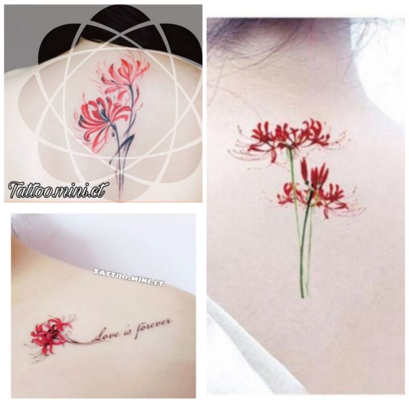 Hình xăm hoa bỉ ngạn size lớn 3 mẫu xinh HB134X. Tatoo sticker - hình dán tạm thời size 15x21cm