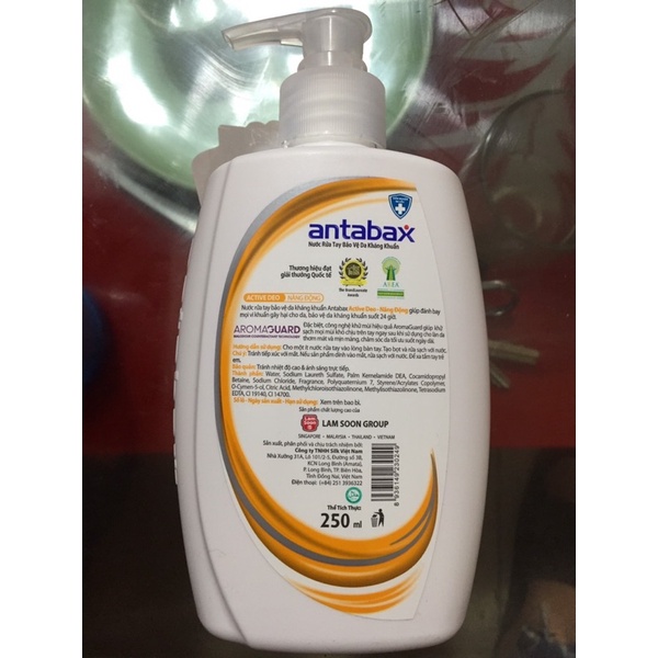 Nước rửa tay kháng khuẩn Antabax 250ml chính hãng