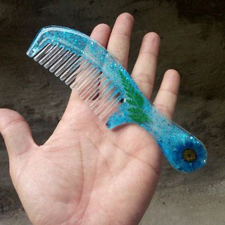 Lược Hoa cán dài Lilande (thêm tên hay ngày kỉ niệm theo yêu cầu) handmade epoxy resin