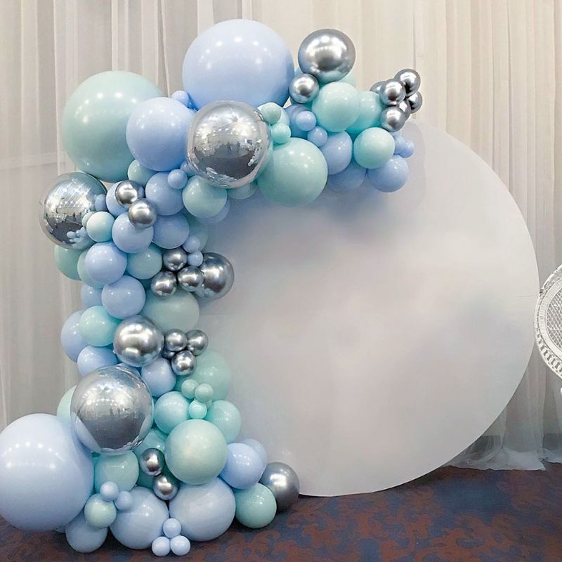 BTF Macaron Blue Mint Pastel Balloons Garland Arch Set 103pcs Ribbon DIY Birthday