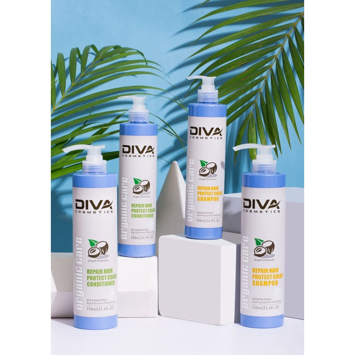 Dầu Gội Xả DIVA Xanh Phục Hồi Siêu Mềm Mượt (chai to 750ml)