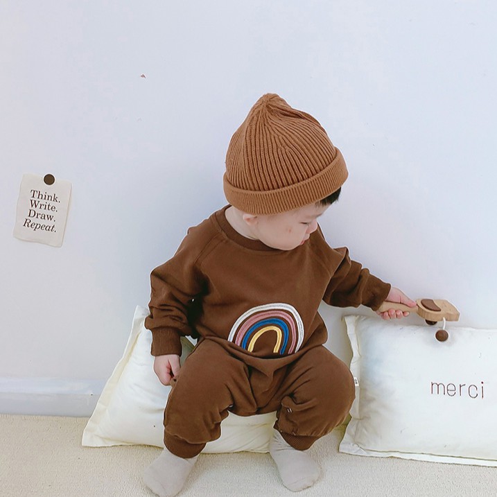 Áo liền quần họa tiết cầu vồng kiểu dáng dễ thương cho bé