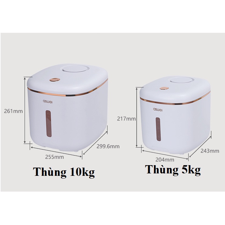 THÙNG GẠO THÔNG MINH ASWEI DUNG TÍCH 10LIT CÓ LỖ THOÁT NƯỚC SIÊU TIỆN DỤNG