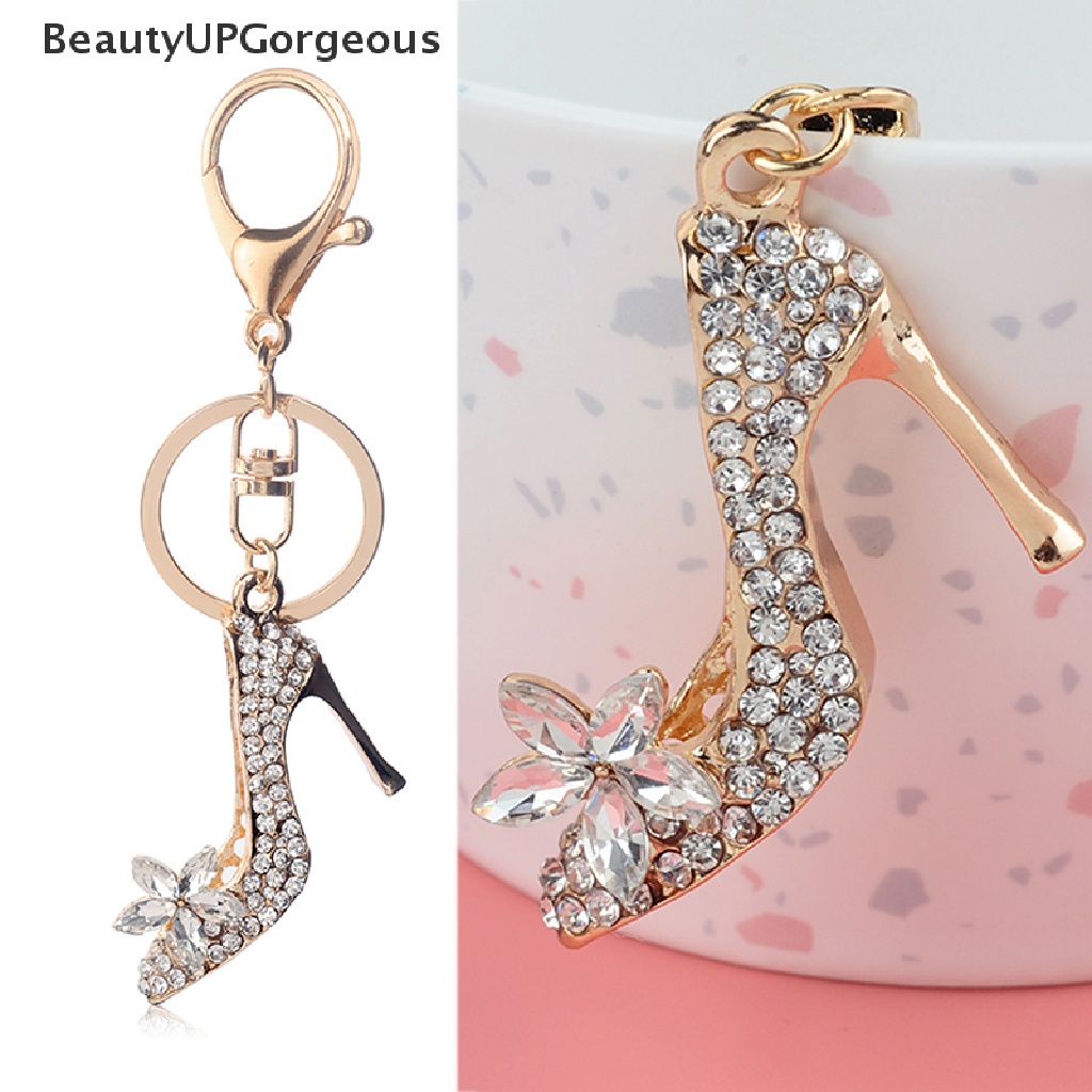 [Beautyup Gorgeous] Móc Khóa Hợp Kim Hình Giày Cao Gót Đính Pha Lê Trang Trí Túi Xách / Ô Tô