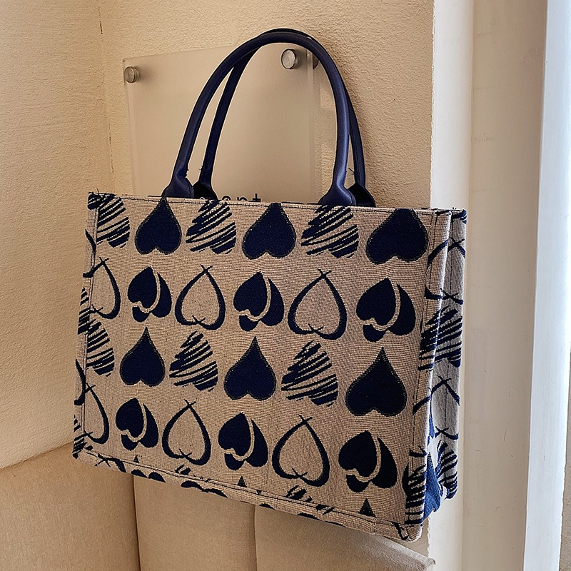 IELGY Túi Xách Vải canvas Cỡ Lớn In Họa Tiết Trái Tim Dễ Thương Cho Nữ
